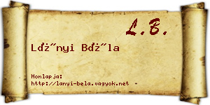 Lányi Béla névjegykártya